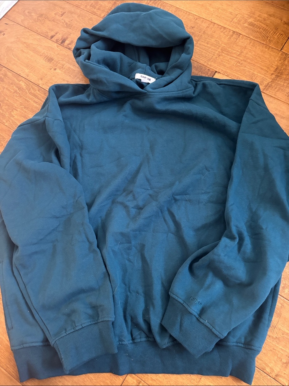 Garage Ultra Fleece Hoodie - Teal L/XL Unisex Relaxed Fit NWOT